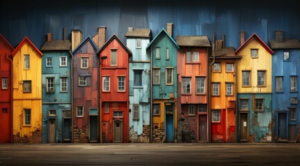 Fototapeta premium Row of Colorful Houses in Residential Area