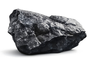 Obraz premium A Striking Isolated Image of a Large Black Obsidian Rock on White Background