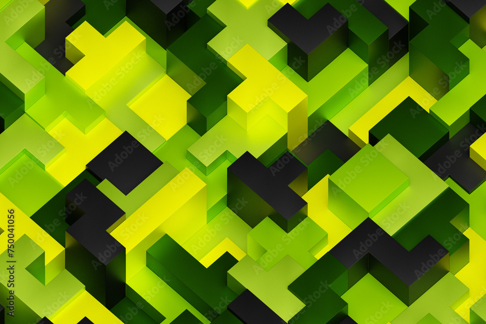 Aufkleber 3d rendering of an abstract multi-colored pattern of shapes