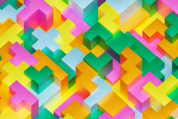 Colorful abstract background with shapes. Template for wallpaper, banner, presentation, background. 3D illustration
