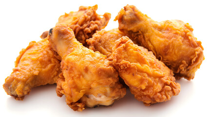 Crispy Fried Chicken Drumsticks on a White Background