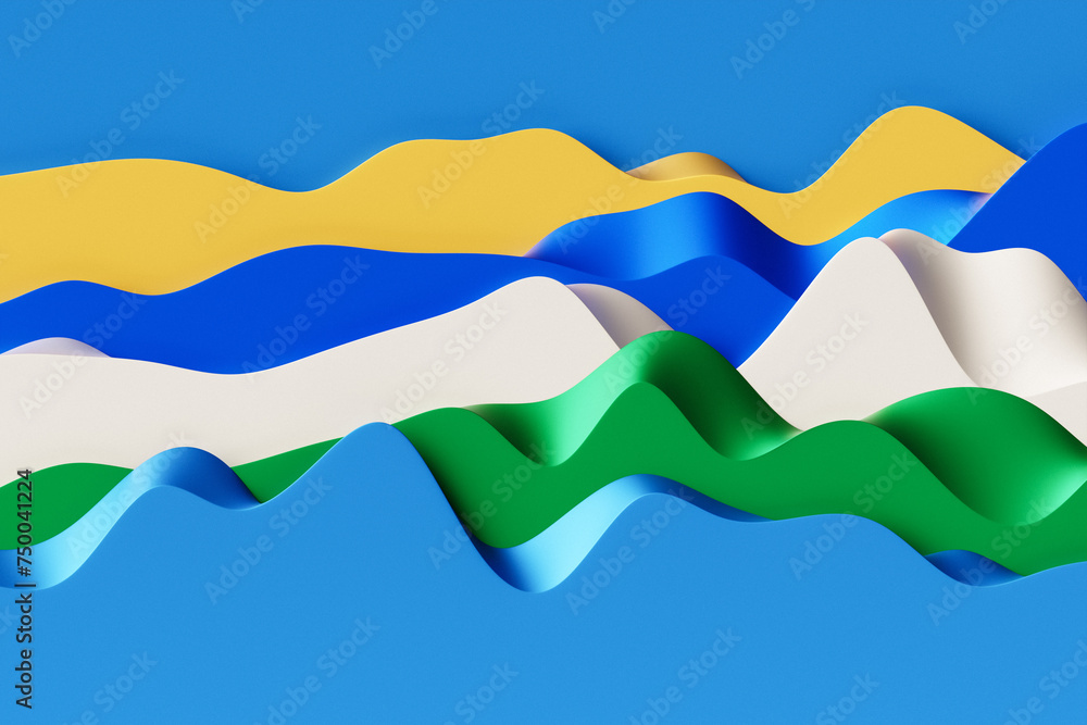 Poster 3d illustration of a classic blue abstract gradient background with lines. print from the waves. mod