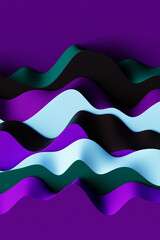 3d rendering, abstract colorful  wave lines  on  purple   background. Creative wallpaper