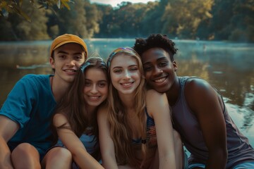 teenagers friendship concept, snapshot aesthetic