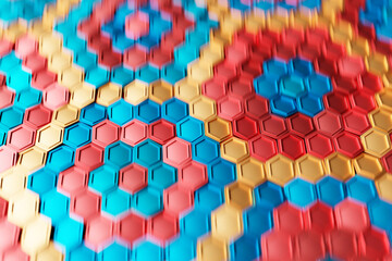 Obraz premium Multicolored pattern, hexagon pattern. 3D visualization