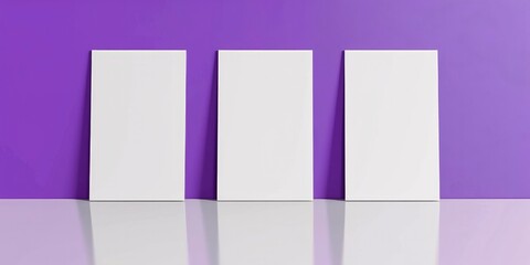 Template Display, White Poster Mockups Set Against a Vibrant Purple Background