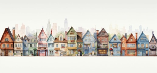 Colorful Row of Houses Painting