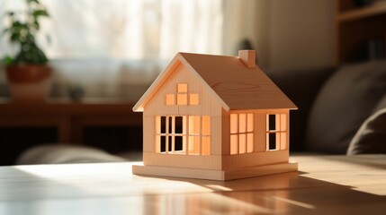Obraz na płótnie Canvas Paper House Model on Table