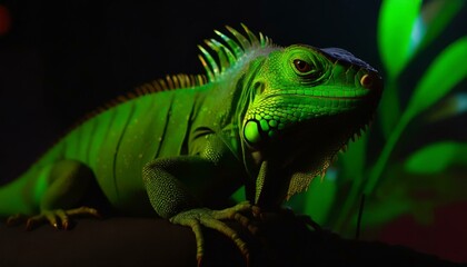 Fototapeta premium green iguana on a branch