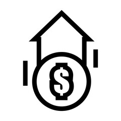 Icono de precio alto. Elevación financiera, costoso, valor monetario elevado. Ilustración vectorial