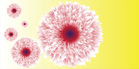 Pink floral element isolated on light blue background. Including blooming flowers.