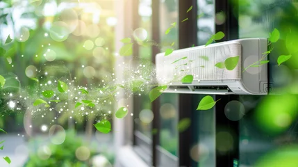 Foto op Plexiglas air conditioner with air flow illustration. clean energy concept © Jirawatfoto