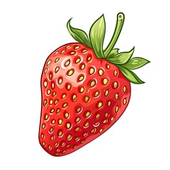 Fototapeta premium Cartoon minimalist simple strawberry illustration on clean white background, isolated fruits berrys design 