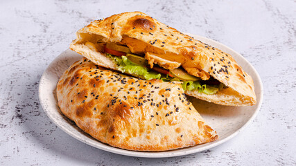 Crusty sandwich on plate