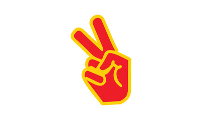 Hand Hifi vector- Hand gesture V sign for victory or peace line art vector icon for apps and websites
