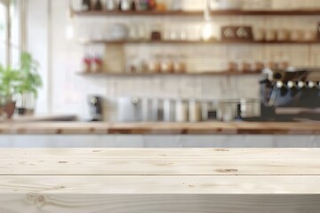 Minimalist Wooden Countertop in Modern Cafe