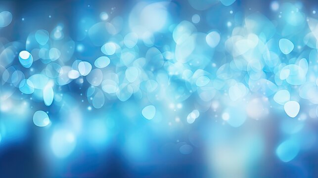 Defocused Blue Bokeh Lights. Abstract Background Image with Soft Light Glow and Sparkle