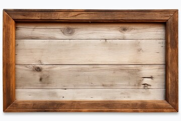 Rustic Wood Frame on White Background with Clipping Path - Vintage, Old, and Isolated