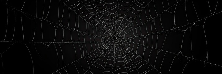 Scare Up Some Fun with Real Creepy Spider Webs on Black Banner for Halloween or Skittish Occasions