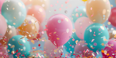 colorful balloons blured background for april fools day - obrazy, fototapety, plakaty
