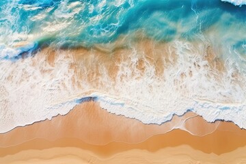 Wav-ing on the Beach: Aerial View of Beautiful Ocean Waves as Summer Vacation Holiday Background