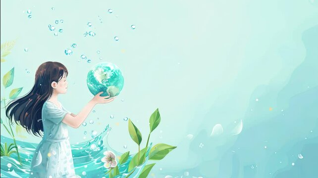 Happy world water day greeting. Background of world water day with nature theme