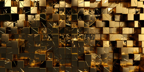 Golden Geometric Tile Artwork on Display