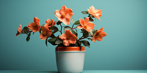Beautiful Orange Freesia Flowers in Vase