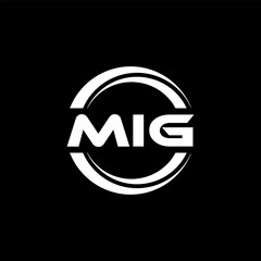 MIG letter logo design with black background in illustrator, vector logo modern alphabet font overlap style. calligraphy designs for logo, Poster, Invitation, etc. - obrazy, fototapety, plakaty