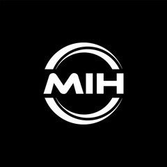 MIH letter logo design with black background in illustrator, vector logo modern alphabet font overlap style. calligraphy designs for logo, Poster, Invitation, etc.