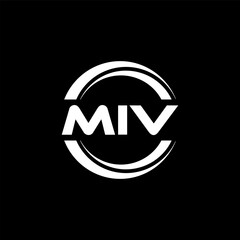 MIV letter logo design with black background in illustrator, vector logo modern alphabet font overlap style. calligraphy designs for logo, Poster, Invitation, etc.