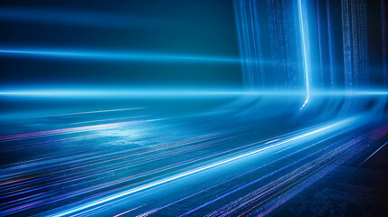 Streaks of light in motion, capturing the essence of speed and futuristic technology in a blue abstract