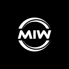 MIW letter logo design with black background in illustrator, vector logo modern alphabet font overlap style. calligraphy designs for logo, Poster, Invitation, etc.