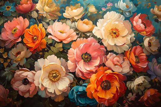 A painting of flowers in oil colors