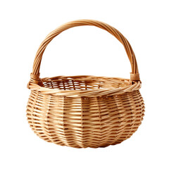 Traditional wicker basket with handle, concept of rustic charm and handcrafted storage solutions