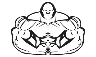 Bodybuilder shows biceps vector illustration