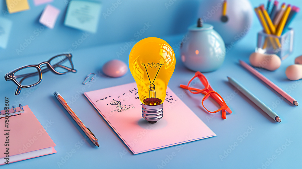 Poster spark of genius: illuminating the path of creativity and innovation with a bright idea