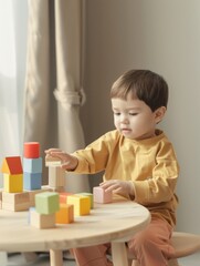 child playing with blocks