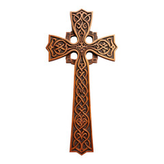 Ornate Celtic cross with intricate knot patterns and a distinctive bronze finish, Concept of faith, heritage, and ancient artistry