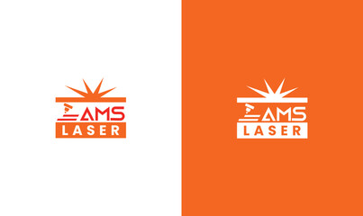 AMS Letter Logo Design Laser Logo Set, with Radiance Concept. Suitable for Laser and Cutting Machine Companies-Vector illustration of laser cutting series - obrazy, fototapety, plakaty