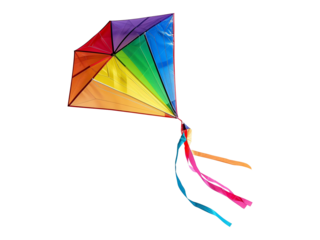 Colorful kite isolated on transparent or white background, png
