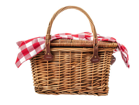 Picnic basket isolated on transparent or white background, png