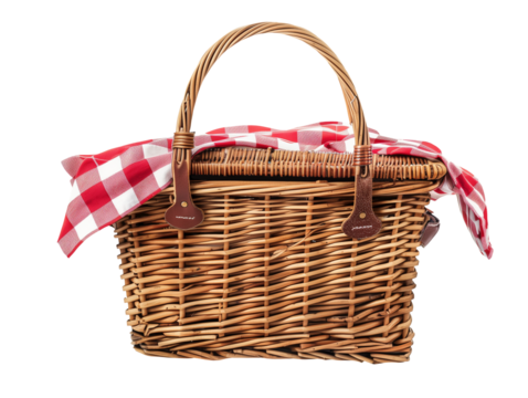 Picnic basket isolated on transparent or white background, png