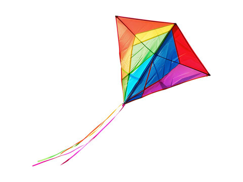 Colorful kite isolated on transparent or white background, png
