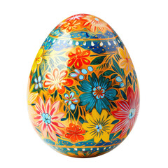 Fototapeta premium Vividly painted Easter egg adorned with a variety of colorful floral patterns, Concept of Easter festivities, springtime traditions, and artistic decoration