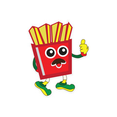 Cute French fries mascot vector illustration