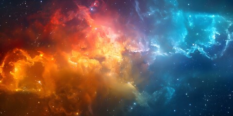 A breathtaking cosmic sight featuring vibrant nebulae and dense gas clouds. Concept Space Photography, Cosmic Nebula, Gas Clouds, Vibrant Colors - obrazy, fototapety, plakaty