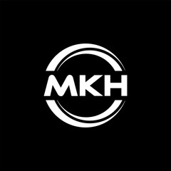 MKH letter logo design with black background in illustrator, vector logo modern alphabet font overlap style. calligraphy designs for logo, Poster, Invitation, etc.