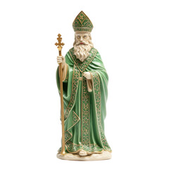 Saint Patrick Statue with Shamrock Staff PNG, Transparent Image without background, Concept of Irish tradition and Saint Patrick's Day