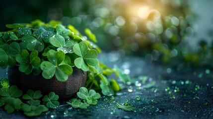 four leaf cover, spring green grass